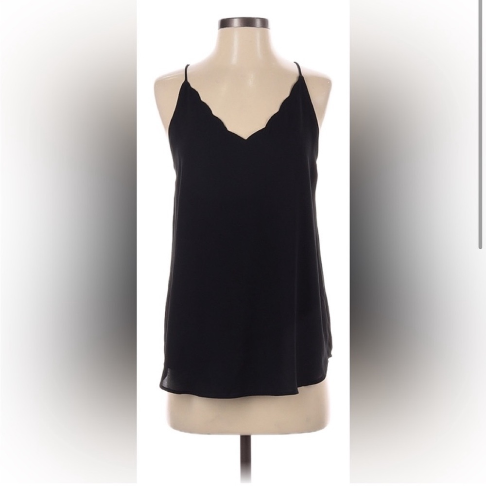 Loft Scalloped Black Tank Top Cami Blouse